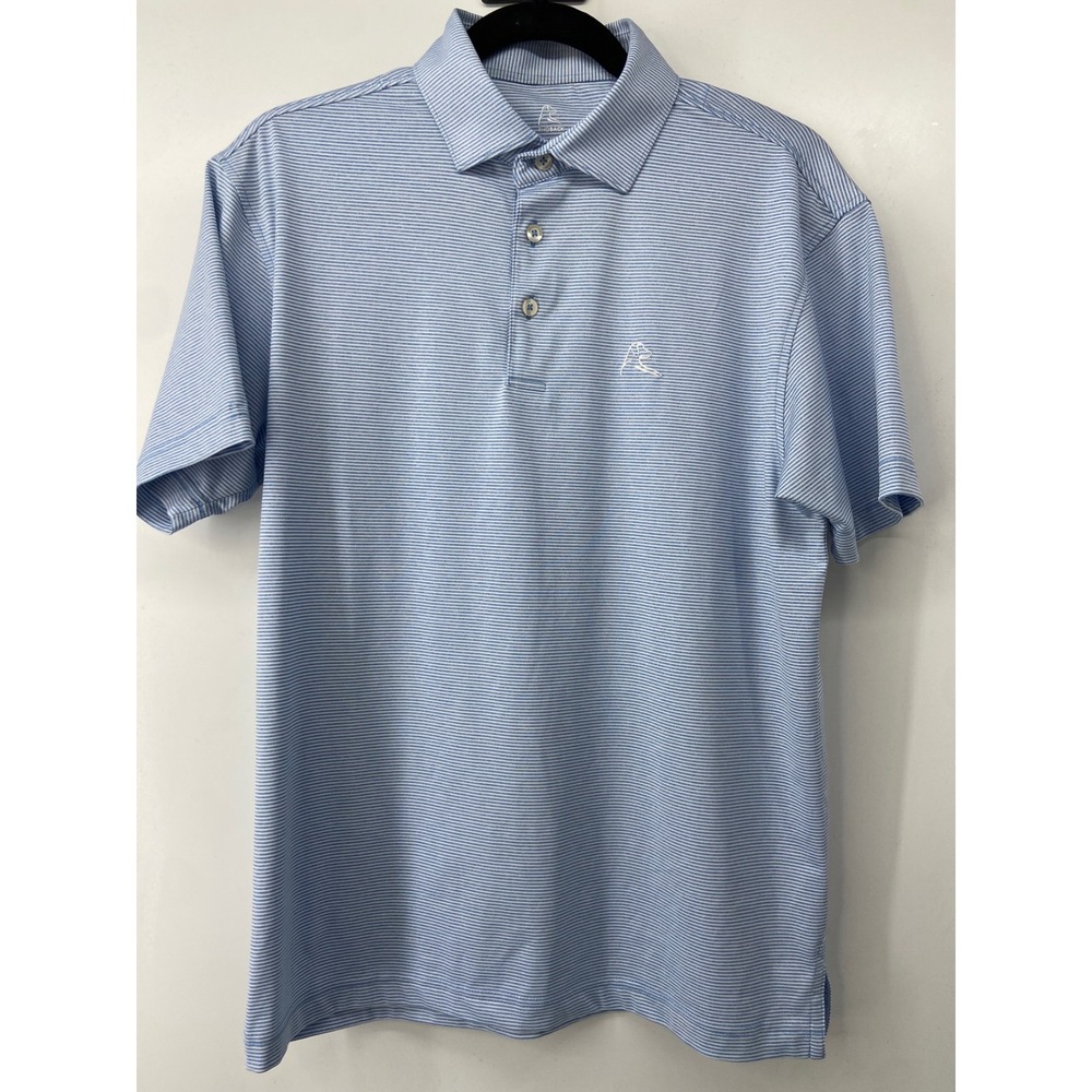 Rhoback Polo Shirt Mens Small Blue The Blue Ridge Performance Golf Preppy Stripe